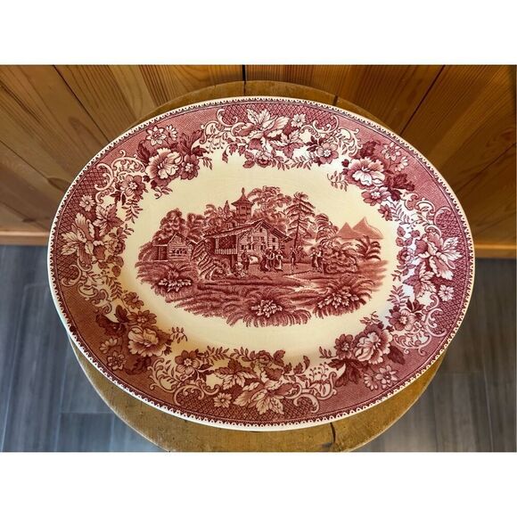 Vintage Avon Cottage Pink Oval Platter Tray 12" Hughes Longport Staffordshire (8 - Picture 1 of 12